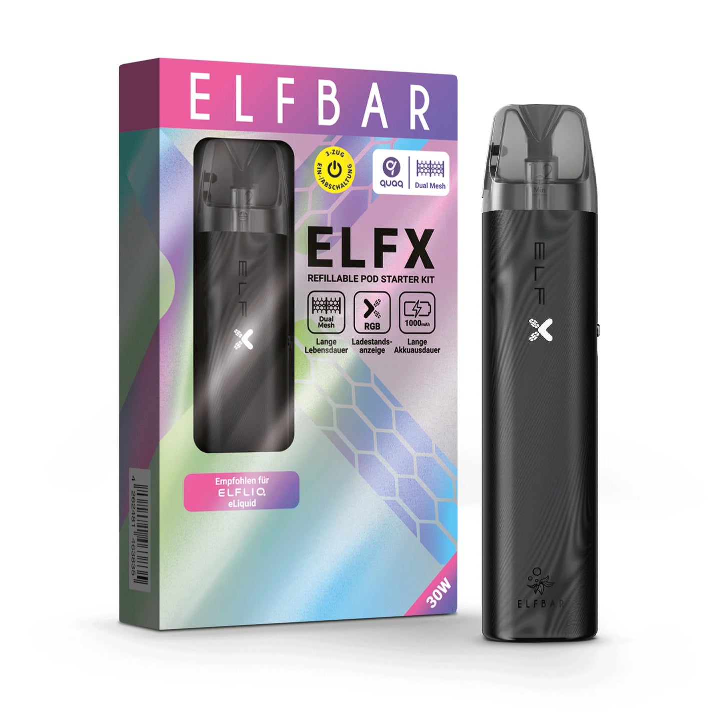 Elfbar ELFX - Refillable Pod Kit - Schwarz, 2ml