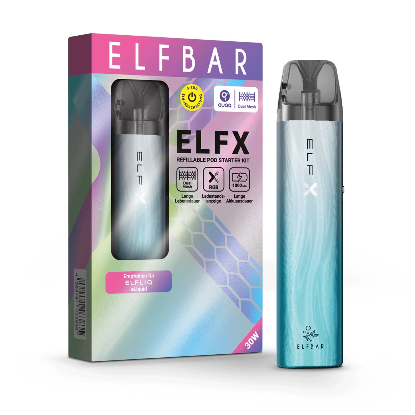 Elfbar ELFX - Refillable Pod Kit - Silver Blue, 2ml