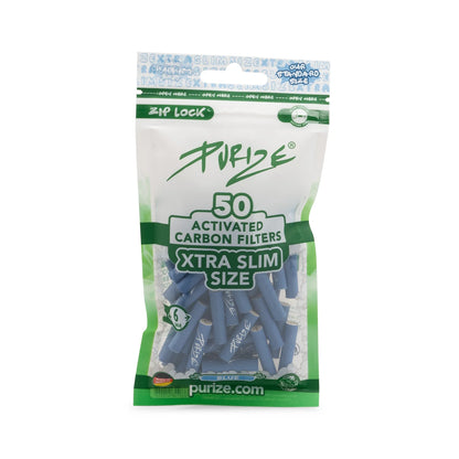 Purize - Xtra Slim Size 6mm Aktivkohlefilter - Blau, 50 Stück