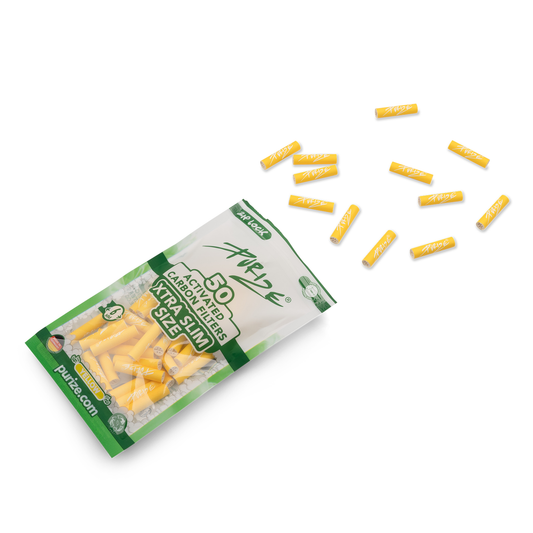 Purize - Xtra Slim Size 6mm Aktivkohlefilter - Gelb, 50 Stück