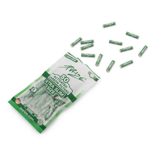 Purize - Xtra Slim Size 6mm Aktivkohlefilter - Grün, 50 Stück