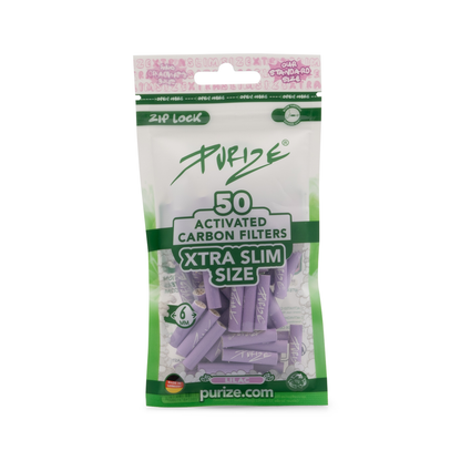 Purize - Xtra Slim Size 6mm Aktivkohlefilter - Lila, 50 Stück