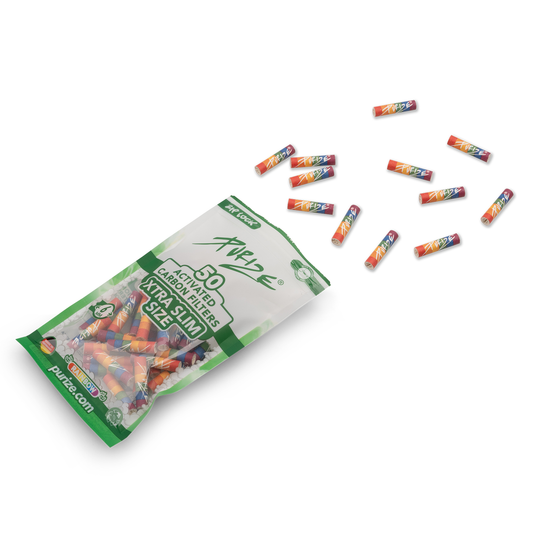 Purize - Xtra Slim Size 6mm Aktivkohlefilter - Rainbow, 50 Stück