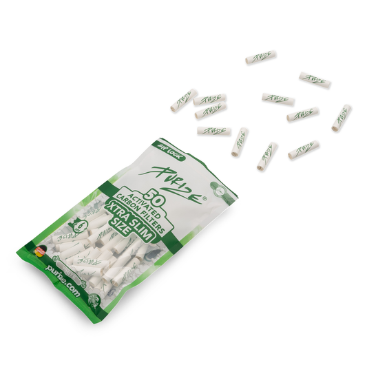 Purize - Xtra Slim Size 6mm Aktivkohlefilter - Weiß, 50 Stück