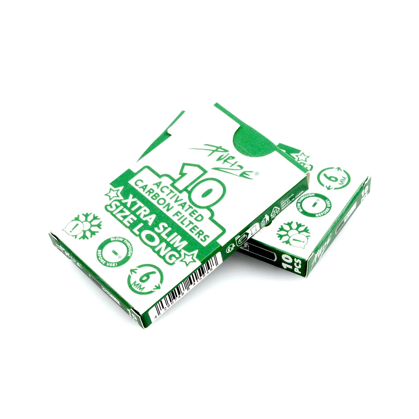 Purize - Xtra Slim Size 6mm Aktivkohlefilter - 10er Pack
