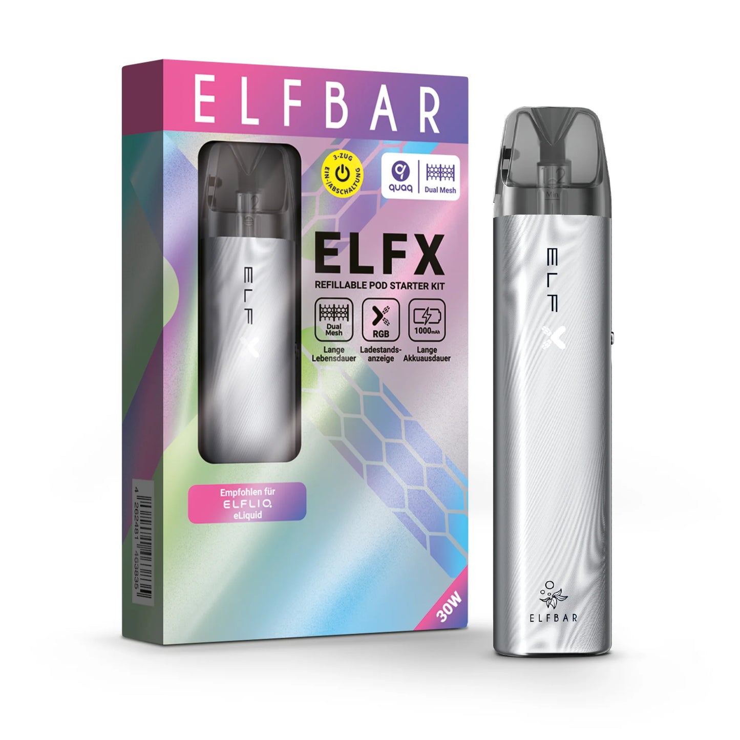 Elfbar ELFX - Refillable Pod Kit - Silver, 2ml