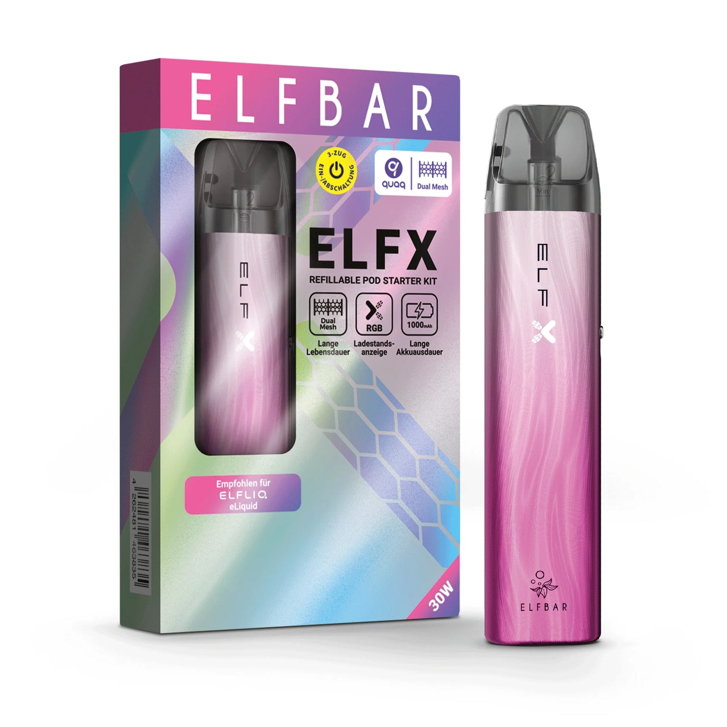 Elfbar ELFX - Refillable Pod Kit - Silver Pink, 2ml