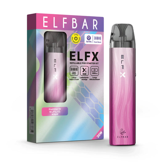 Elfbar ELFX - Refillable Pod Kit - Silver Pink, 2ml