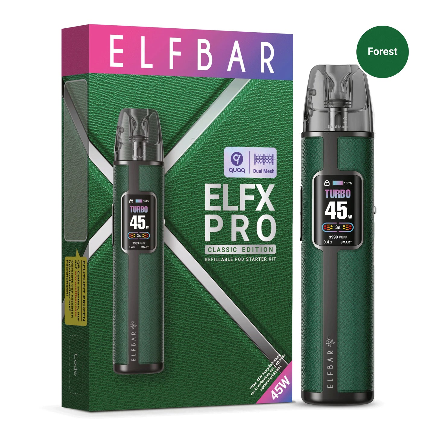 Elfbar ELFX Pro - Refillable Pod Kit - Forest Green, 2 ml