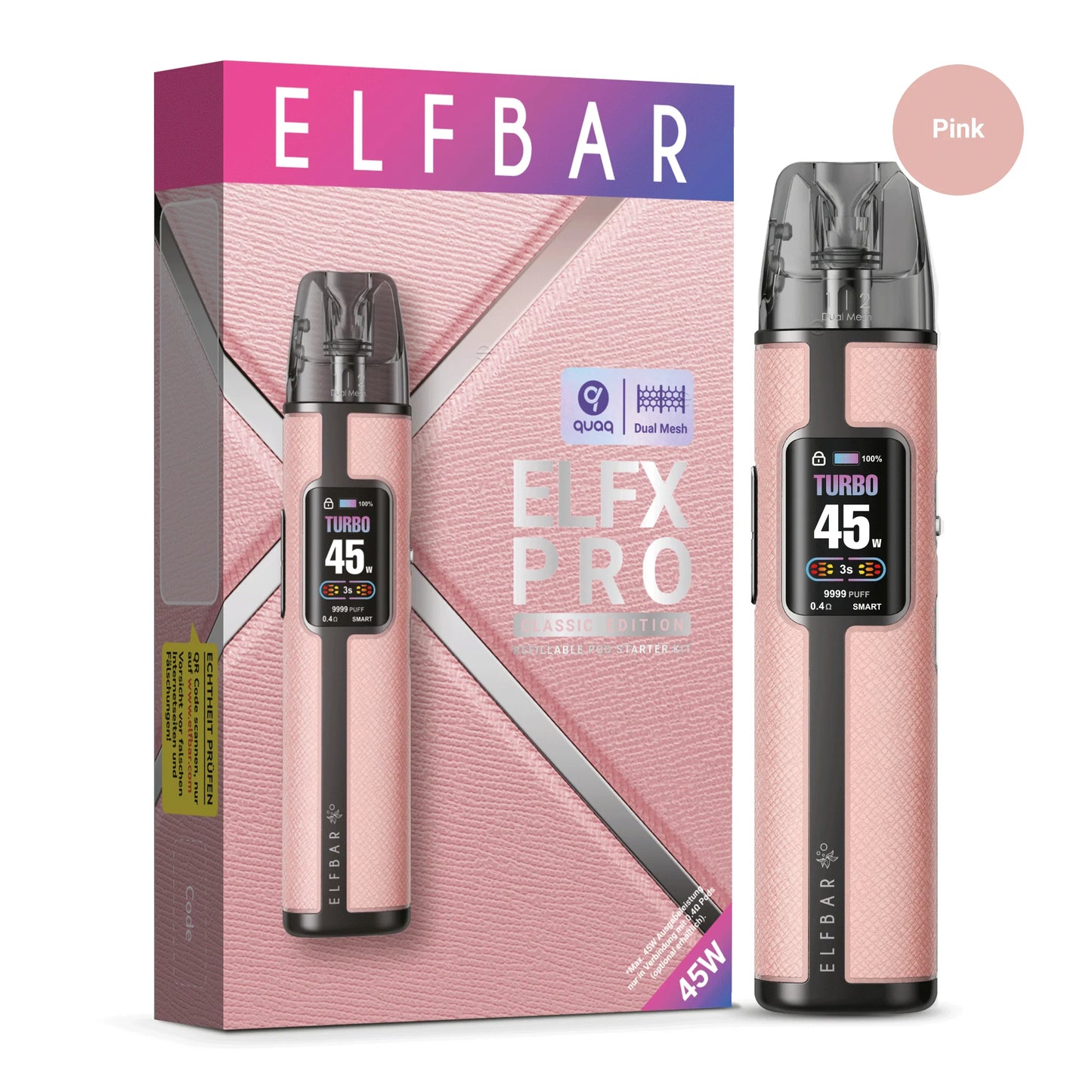 Elfbar ELFX Pro - Refillable Pod Kit - Pink, 2 ml