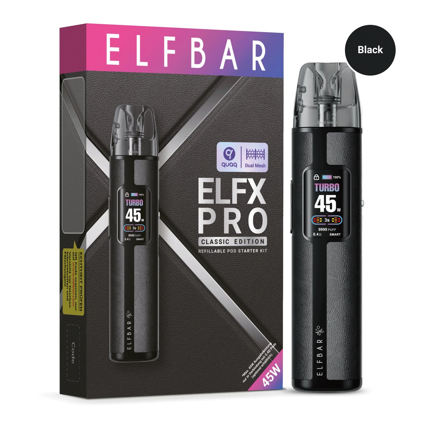 Elfbar ELFX Pro - Refillable Pod Kit - Black, 2ml