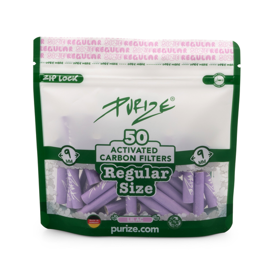 Purize - Regular Size 9mm Aktivkohlefilter - Lila, 50 Stück