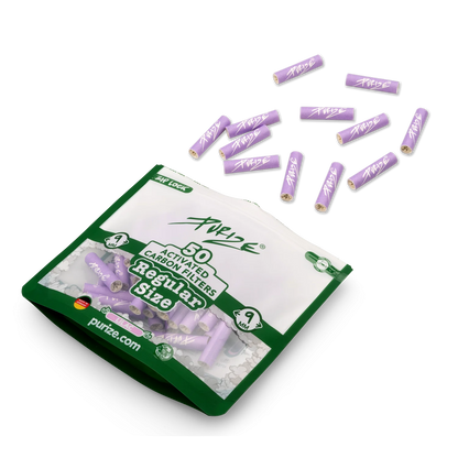Purize - Regular Size 9mm Aktivkohlefilter - Lila, 50 Stück