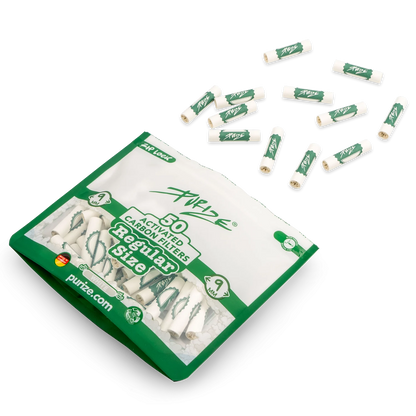 Purize - Regular Size 9mm Aktivkohlefilter - Weiß, 50 Stück