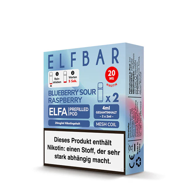 Elfbar Elfa Pod - Blueberry Sour Raspberry - 20mg/ml, 2 Stück