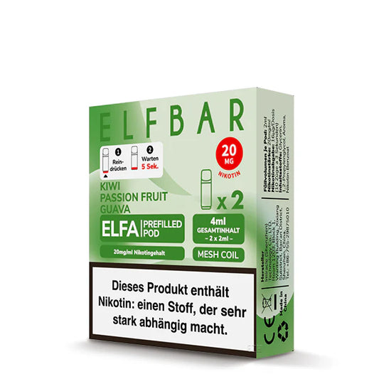 Elfbar Elfa Pod - Kiwi Passion Fruit Guava - 20mg/ml, 2 Stück